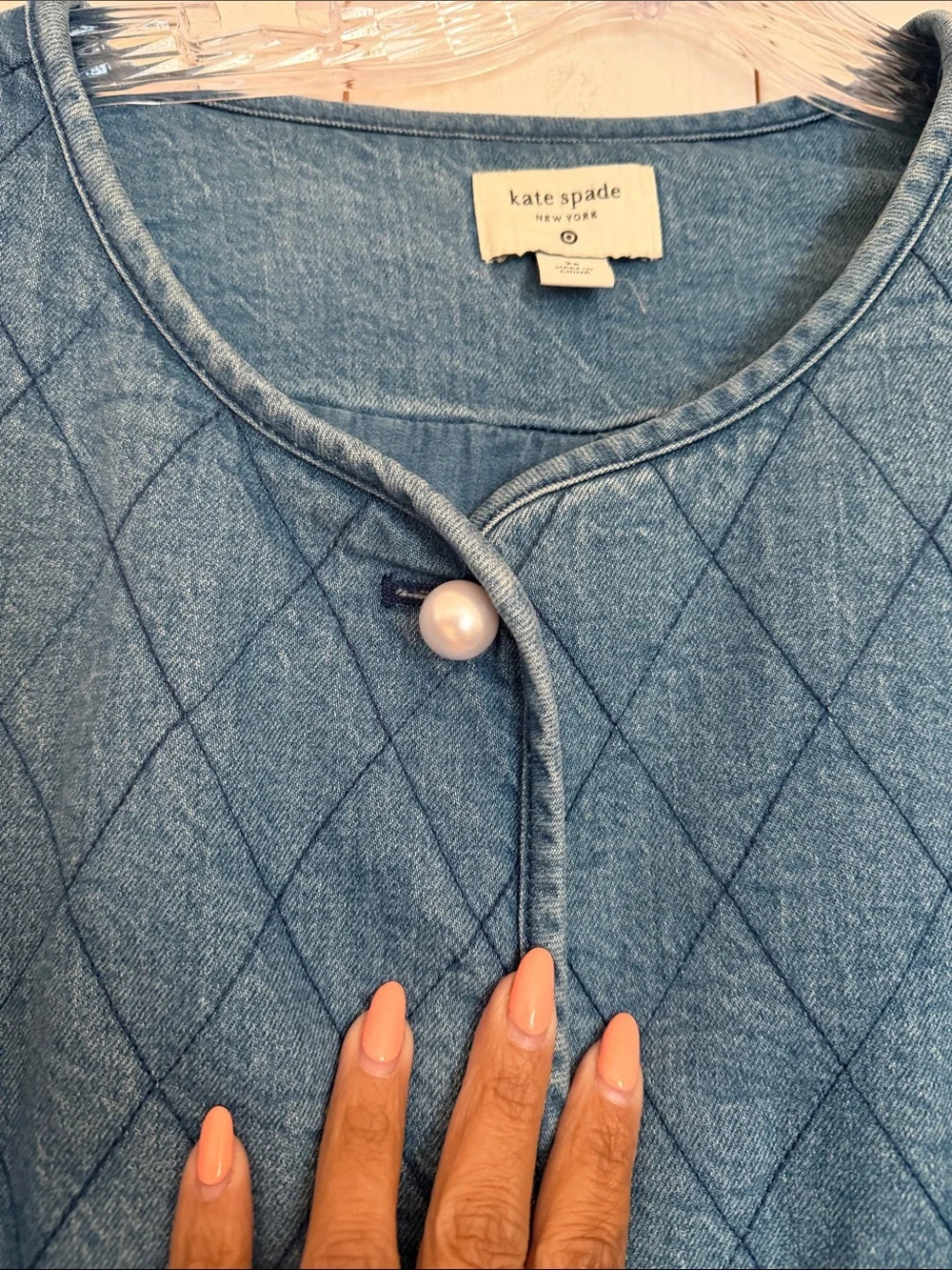 kate spade Quilted Denim Jacket - Light Blue